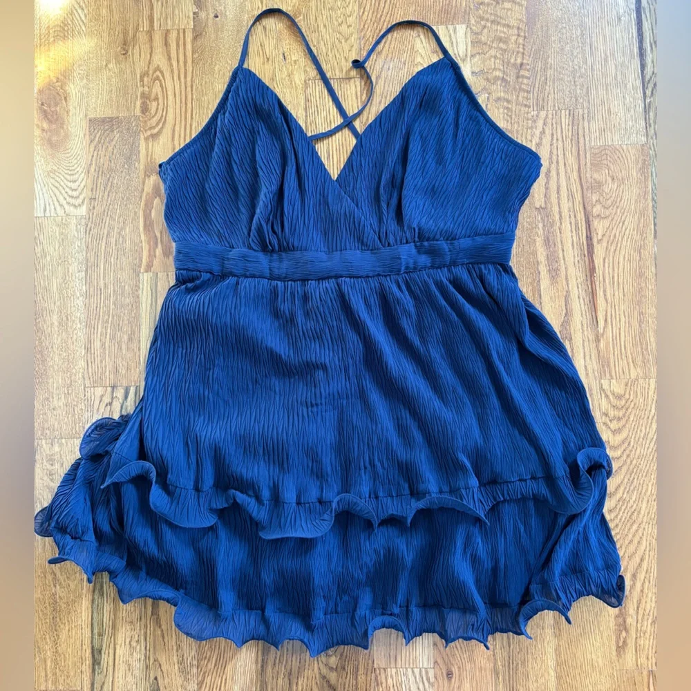 NWT Fashion Nova Cece Navy Fit and Flair Skater Mini Dress Coquette Ruffle 3X - Picture 3 of 13